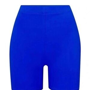 NWT! Skims Swim Mid Waist Shorts Cobalt Blue with Skims Ruched Swim Top—XXS